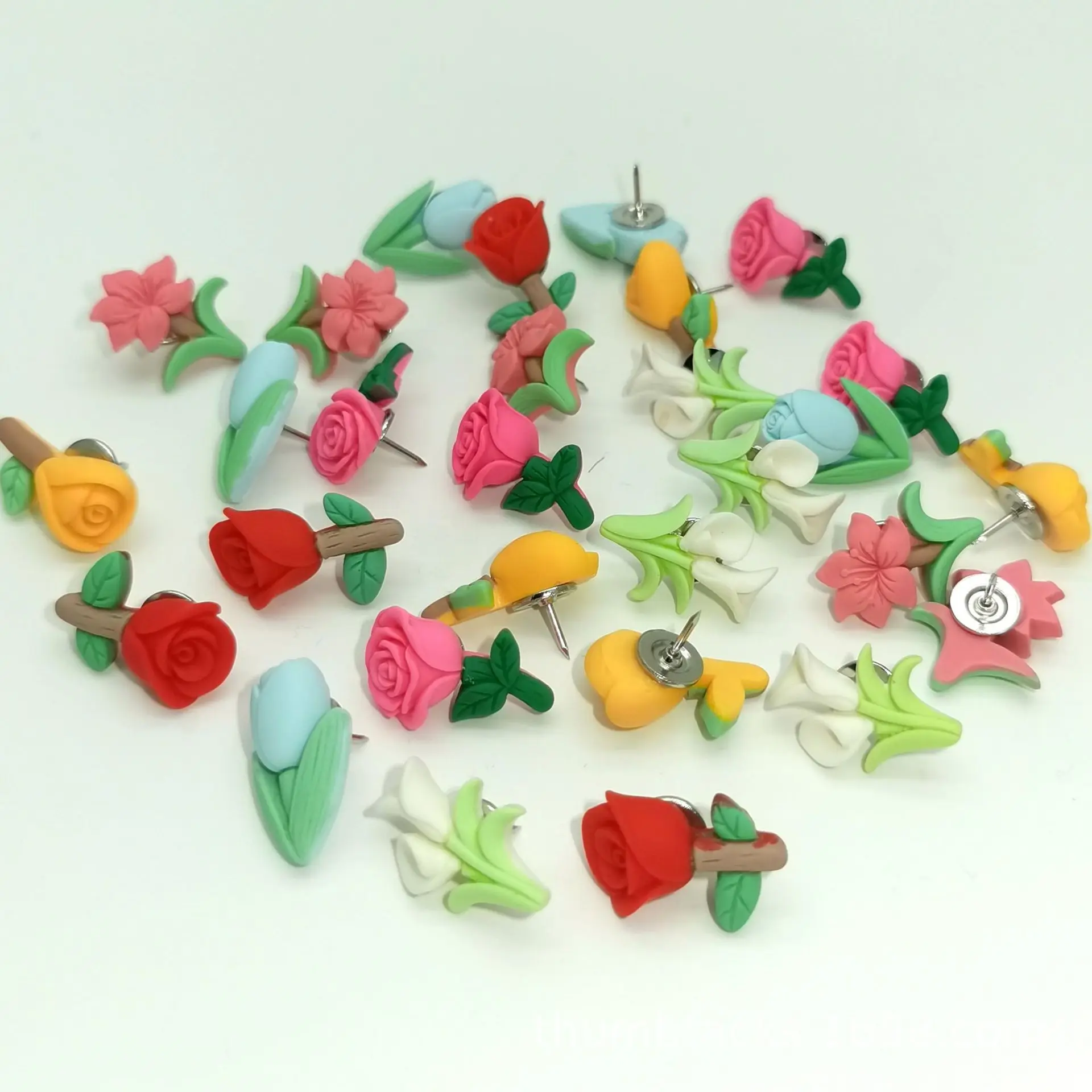 Bview Art 20/50 قطعة من مسامير الإبهام على شكل زهرة الراتنج - دبابيس ضغط إبداعية لتزيين جدران الصور، دبابيس رسم المكتب للوحة الإعلانات #3