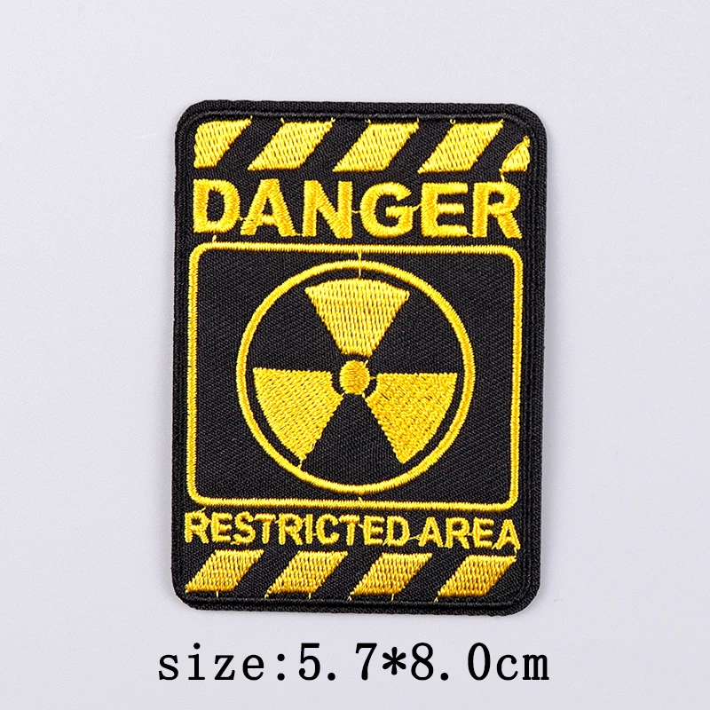 Danger Warning Embroidery Patch Iron On Patches For Clothing Prohibition Sign Embroidered Patches For Clothes Stickers Badges