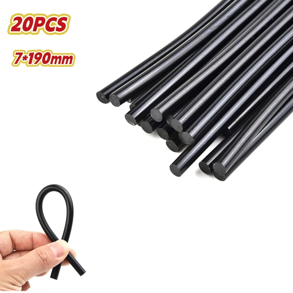 

20Pcs 7x190mm Car Dent Repair Glue Car Body Paintless Dent Repair Black Hot Melt Strip Repairing Glue Tools