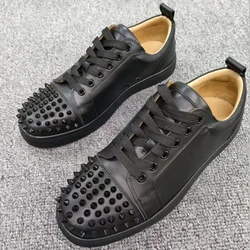 men fashion punk hip hop dress rivets shoes natural leather spikes shoe brand designer studded sneakers young stylish footwear