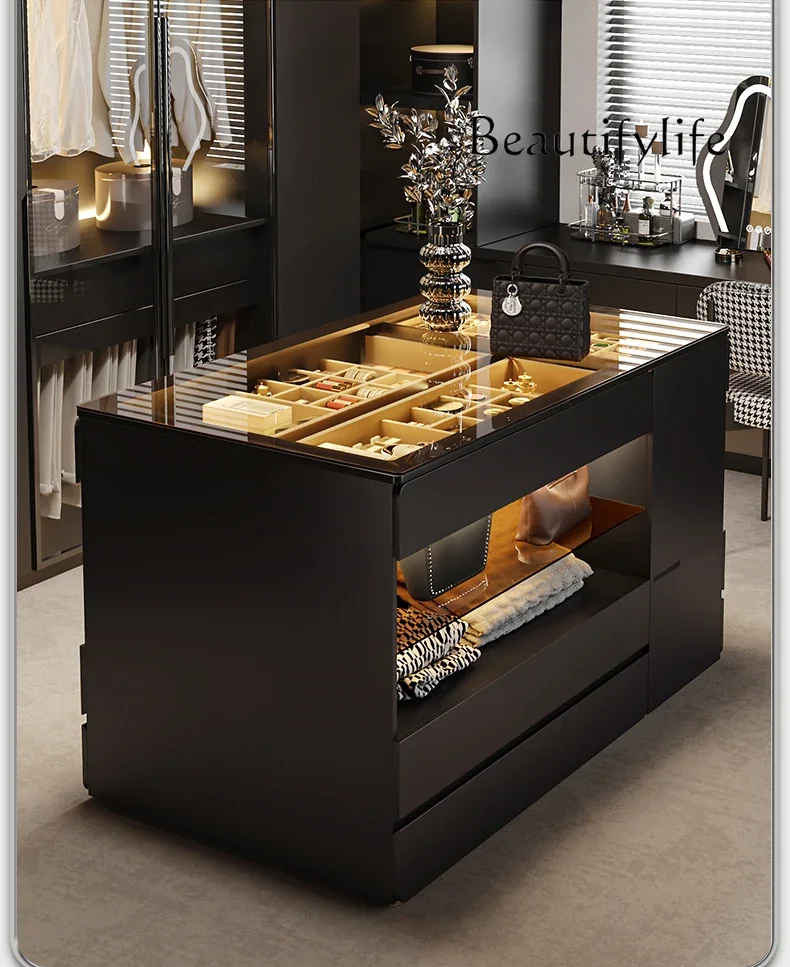 Middle Island Cabinet Jewelry Display Cabinet Household Double-Sided Chest of Drawers Integrated High-End Jewelry Cabinet