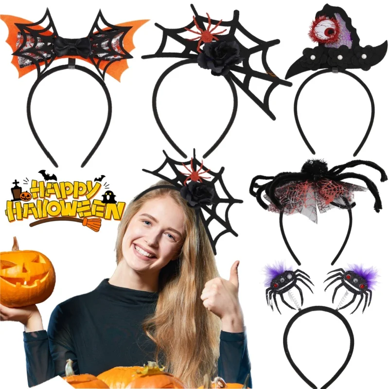 Halloween-Stirnbänder, Spinnennetz-Stirnband, Halloween-Kostüm, Haarband, Haarbänder für Halloween, gruseliges Haar, Haarschmuck