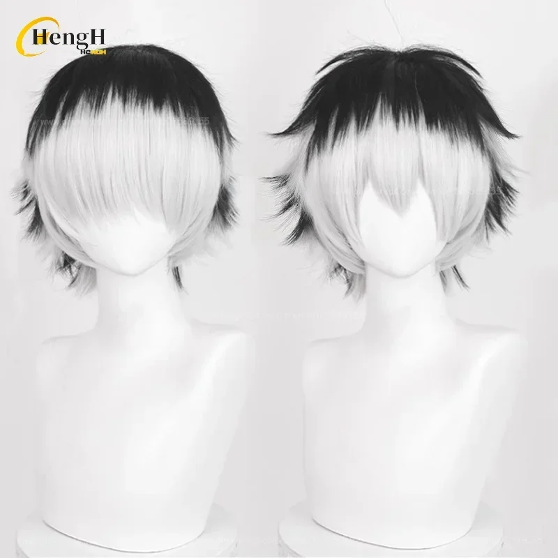 อะนิเมะKotarou Bokutoสังเคราะห์ 2 รูปแบบคอสเพลย์วิกผมสั้น 38 ซม.ผสมสีวิกผมความร้อนทนผมUnisexวิกผม + หมวกวิกผม