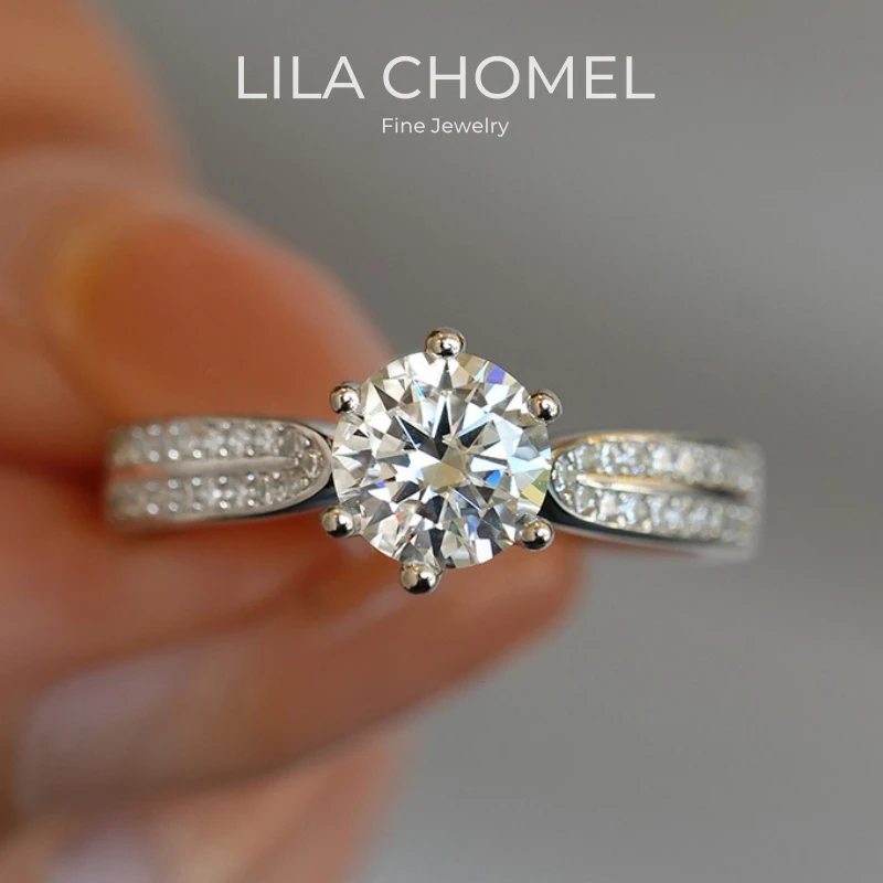 

Girl Valentine's Day 18K White Gold Birthday Gift Rings 0.5/1/2/3CT Moissanite Diamond Women Wedding Band PT950 Platinum Jewelry