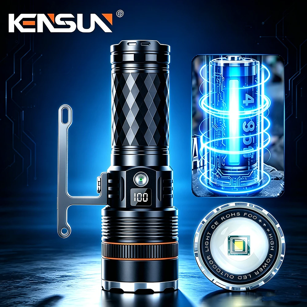 46950 Battery High Power Flashlight Super Bright Lantern High Lumen Torch Waterproof Strong Light Lamp Camping Outdoor 10000lm
