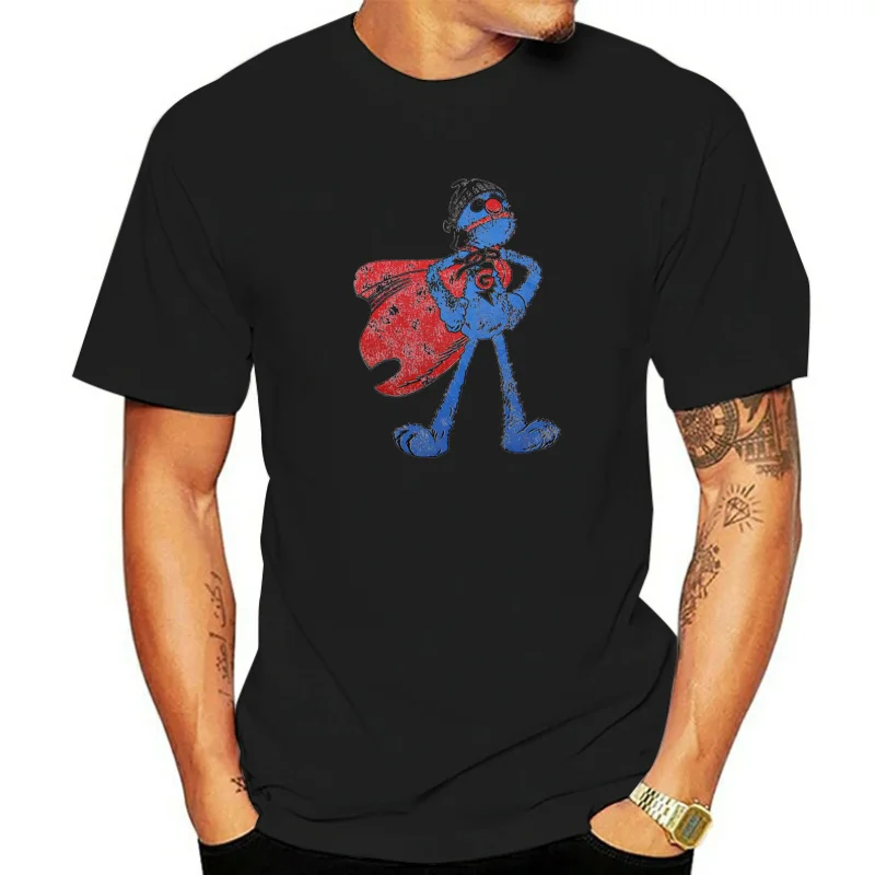 Supergrobi Vintage T-Shirt Super Grover, Elmo, Grobi, Crumb New Fashion Novelty Cool Tops Men Short Sleeve Biker T Shirts