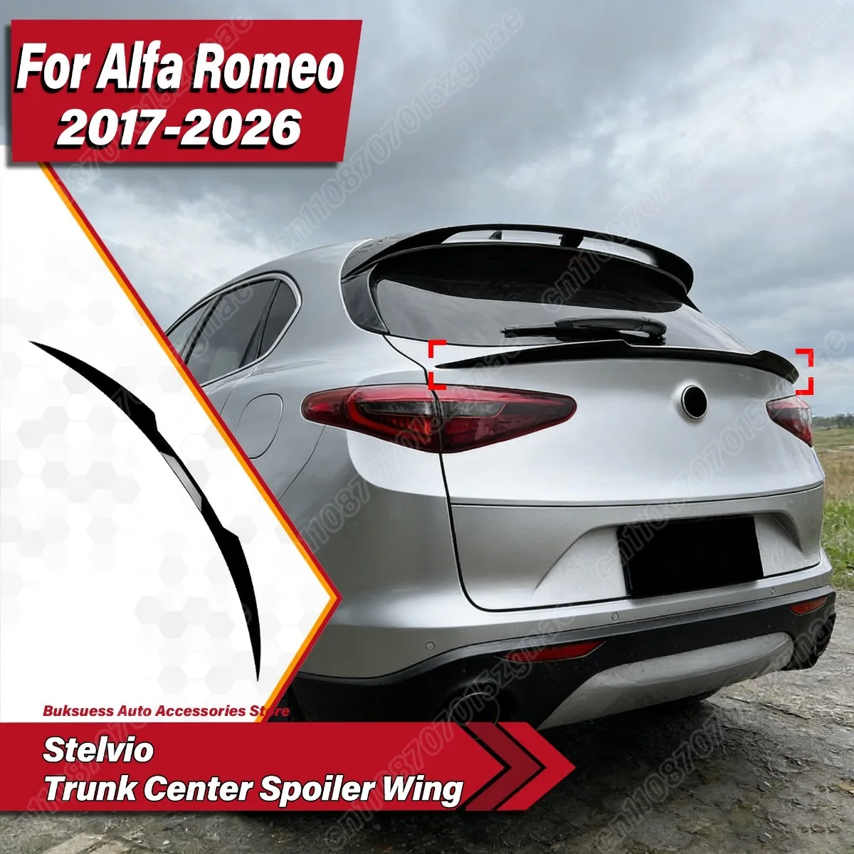 

For Alfa Romeo Stelvio 2017 2018 2019 2020 2021 2022 2023 2024 2025 2026 Car Trunk Center Spoiler Wing Body Modification Kit