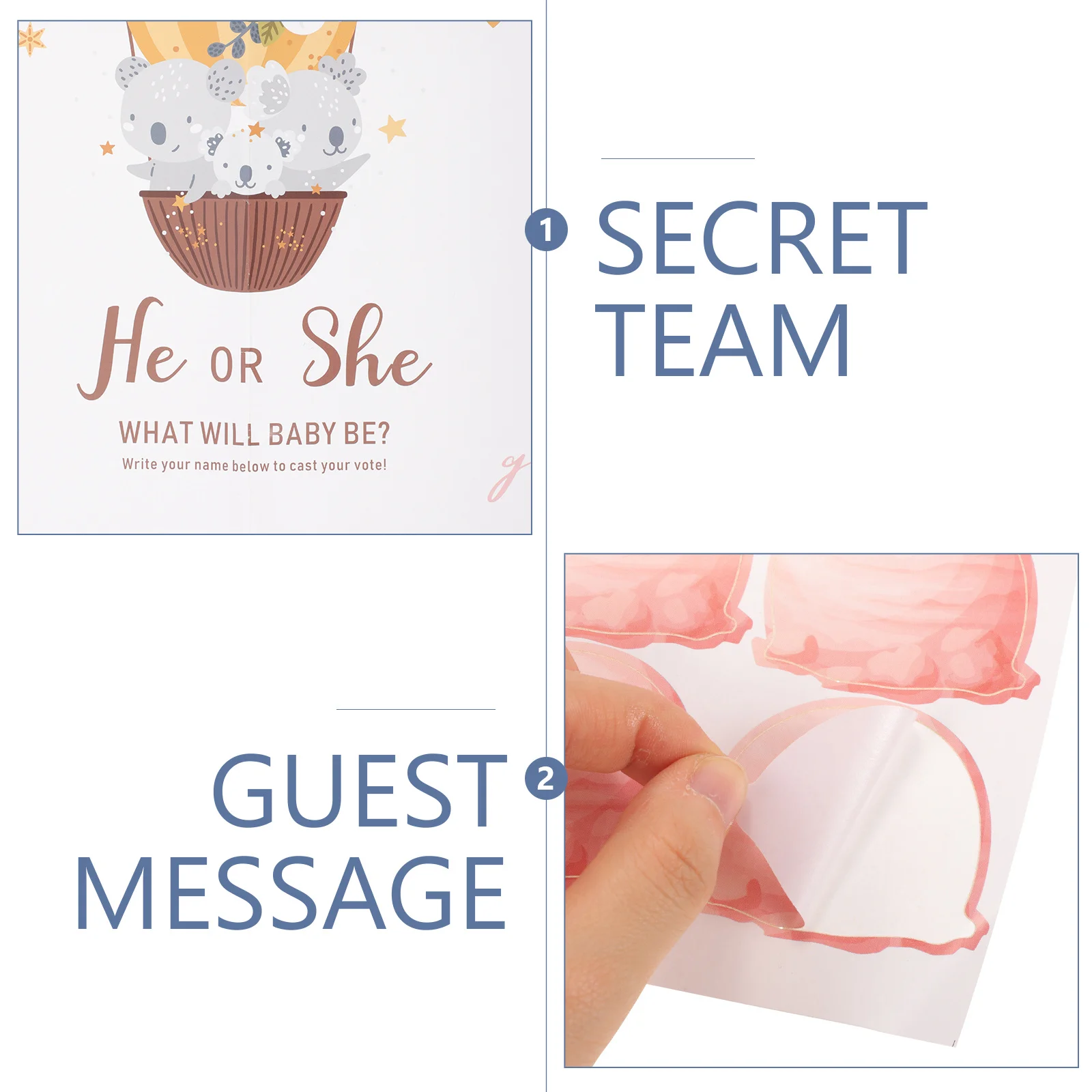 1세트 성별 공개 게임 카드와 투표 스티커 파티 장식 키트 (베이비 샤워 성별 발표용)