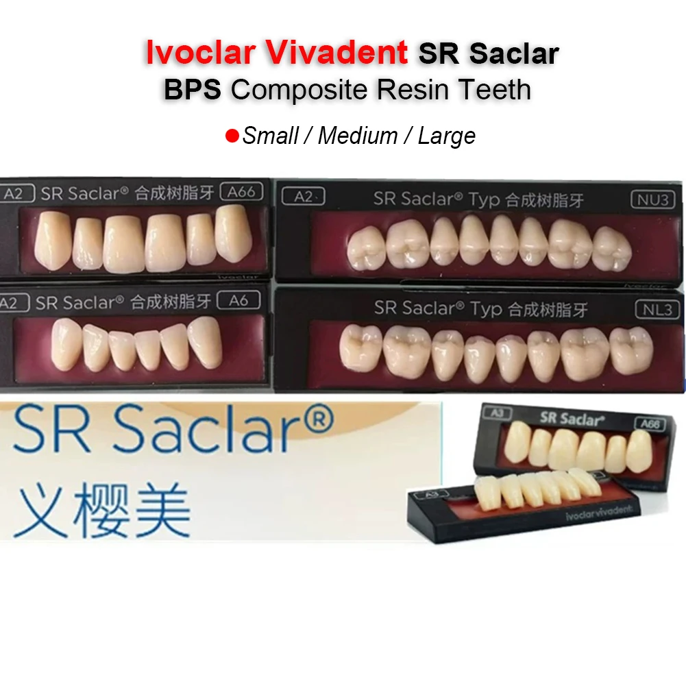 

Full Mouth Acrylic Resin Denture Set Original Ivoclar Vivadent Ivostar + Gnathostar Anterior Posterior Composite False Teeth Kit