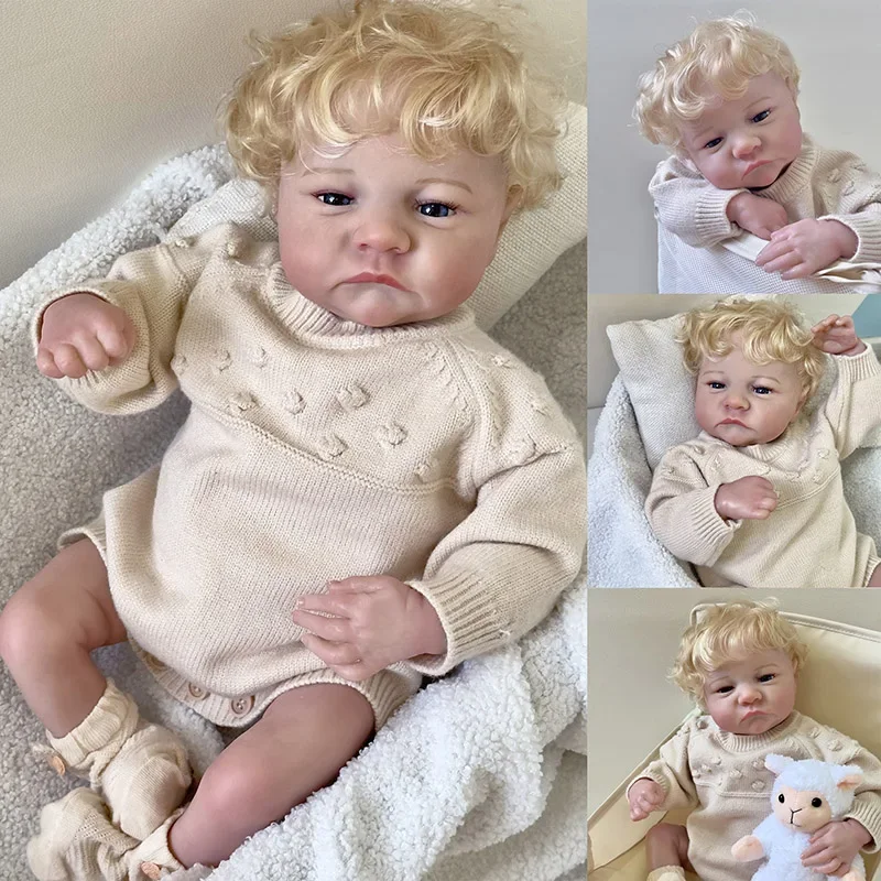 18inch Levi Awake Reborn Baby Doll with Blone Hair Soft body Newborn Baby Size 3D Skin Tone with Visible Veins Collectible Doll