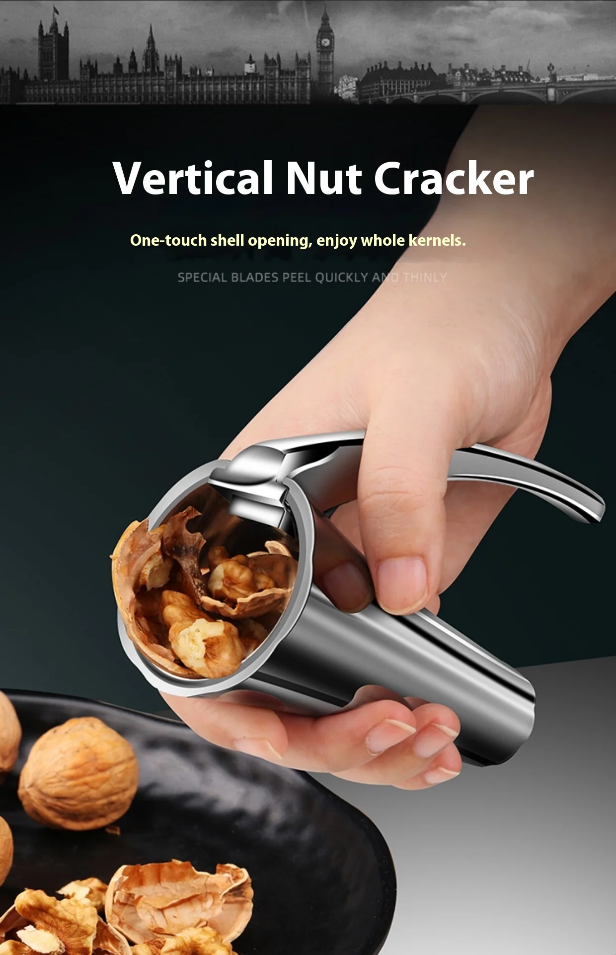 

Вертикальный Щелкунчик из цинкового сплава для пекан, фундука - гаджеты для открытия скорлупы, необходимые для кухни