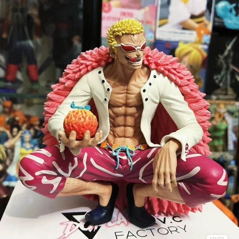 16cm One Piece Pirate Seven Martial Arts Squatting Posture Donquixote Action Figure One Piece Pvc Handmade Model Doll Gifts Toys