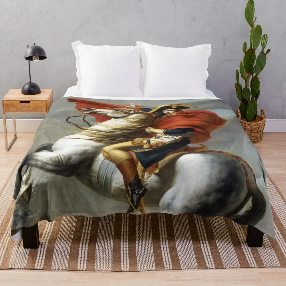 Napoleon Crossing the Alps Painting Restored Throw Blanket Cute Plaid Luxury Throw Sofas Giant Sofa Blankets