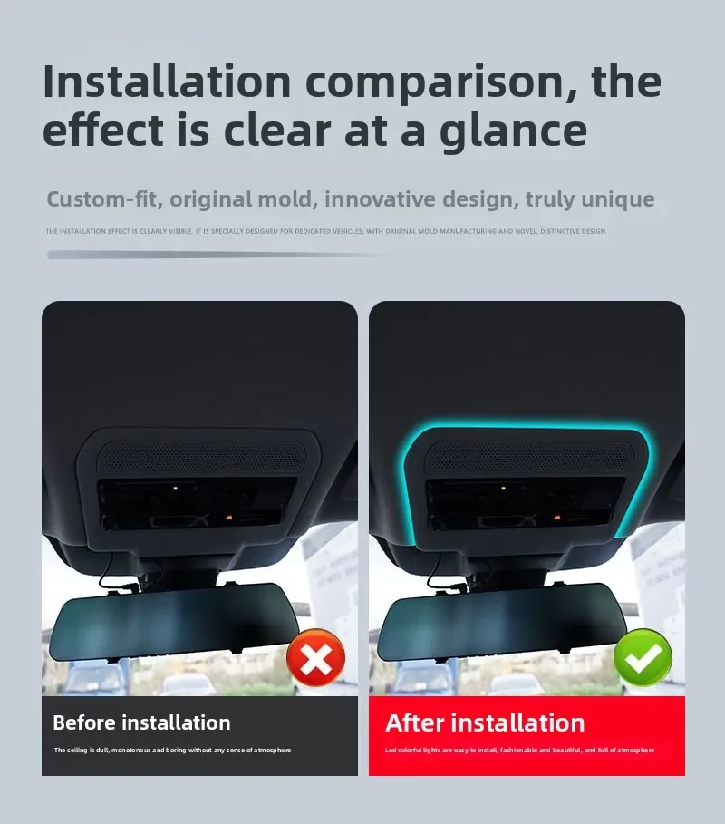 For Toyota RAV4 2026 Car Ceiling Reading Atmosphere Light Led Colorful Car Roof Surround Ambient Lighting Interior Modification detail image 4
