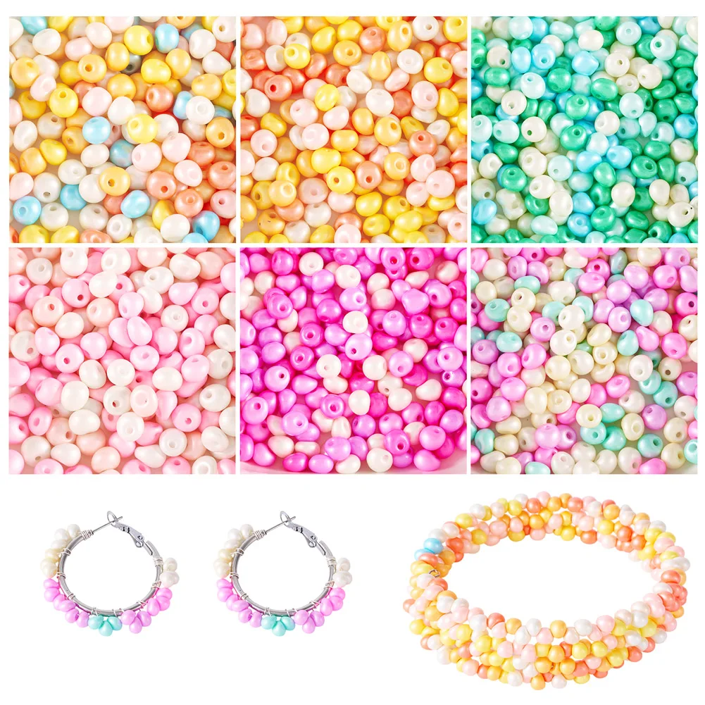 Teardrop Opaque Glass Seed Beads Multicolor Cute Small Loose Spacer Bead for DIY Earring Necklace Jewelry Making about 90g