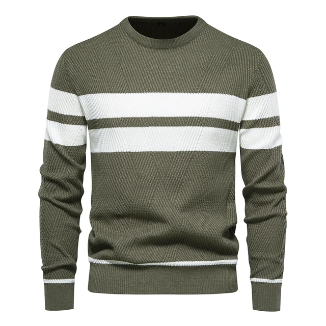 Nowy jesienny sweter męski sweter z dekoltem w kształcie litery "o" Patchwork z długim rękawem ciepłe, wąskie swetry męskie swobodna moda sweter odzież męska