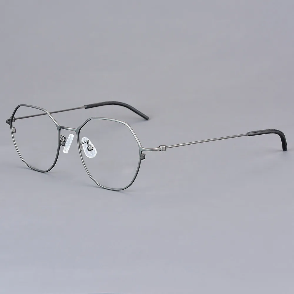 Pure Titanium Polygon Thin Rim Glasses Frame Men Women Irregular Square Design Handmade Eyeglasses Ultralight Eyewear Spectacles