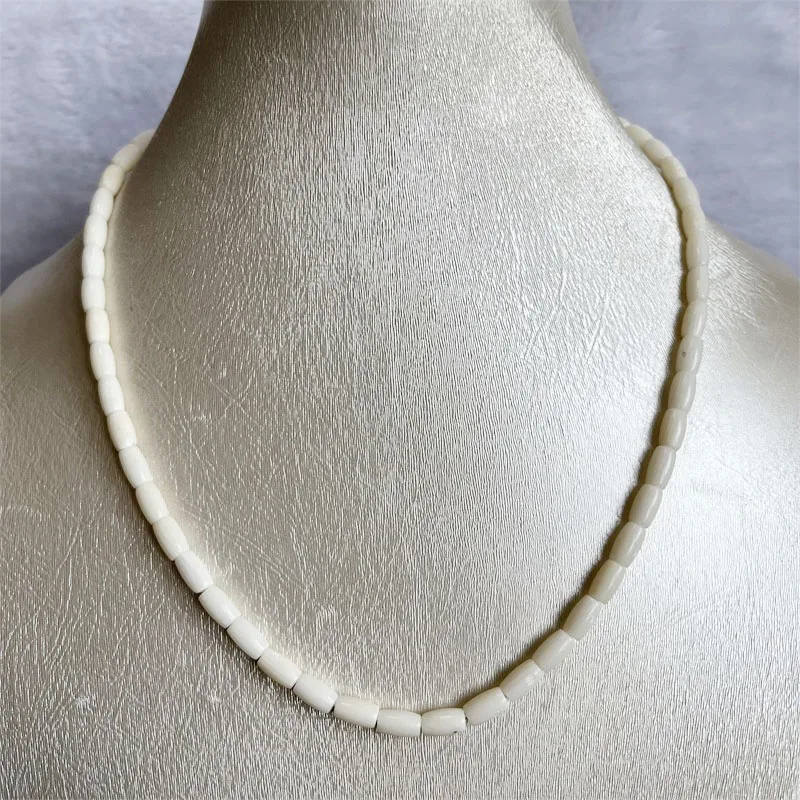 5*8MM Rice Shape White Coral Necklace with Stainless Steel Lobster Beautiful Strand Jewelry Fashion Brand Bijoux Ladies Party