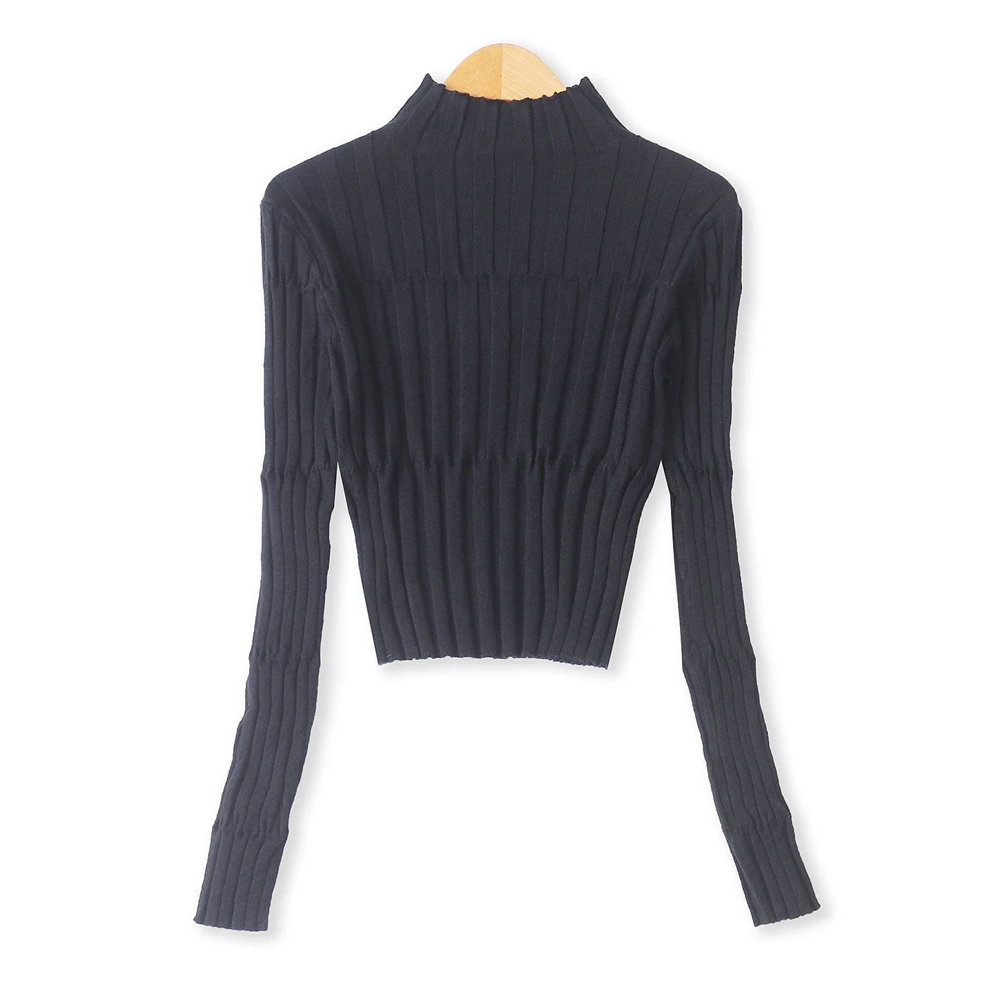 

Облегающий высокоэластичный длинный вязаный свитер све све с высоким воротником, осенний новый женский модный универсальный цвет 9042