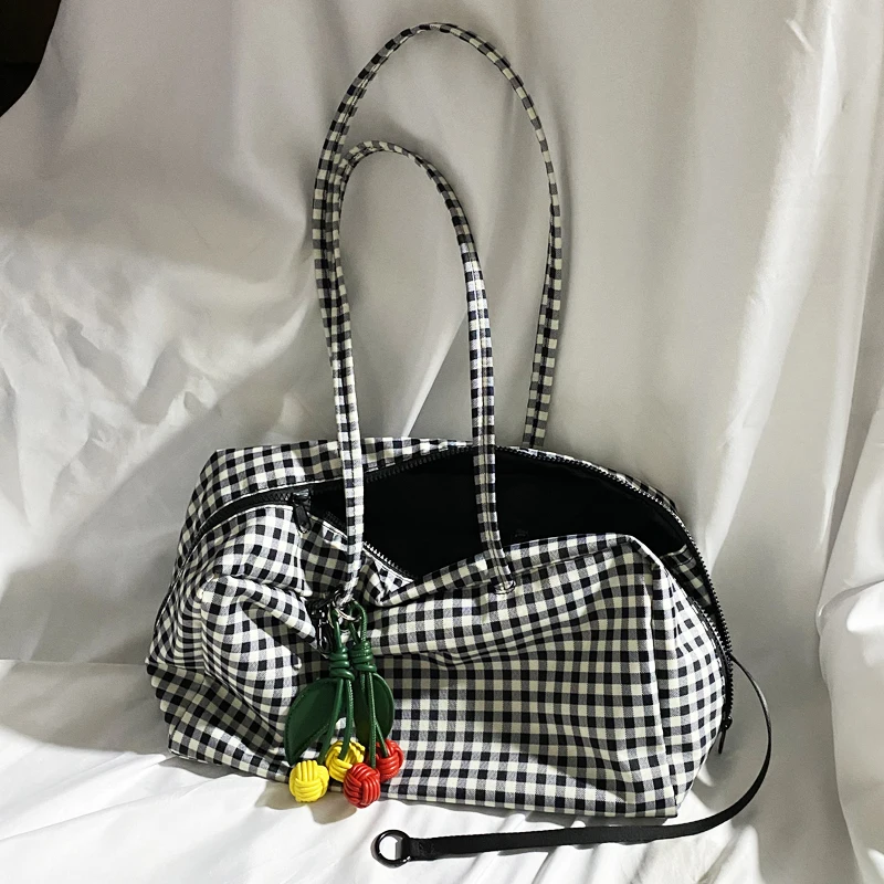 

Casual Medium Nylon Lattice Bowler Bags For Women Luxury Designer Handbags And Purses 2026 New In Underarm Cloth Small Shoulder