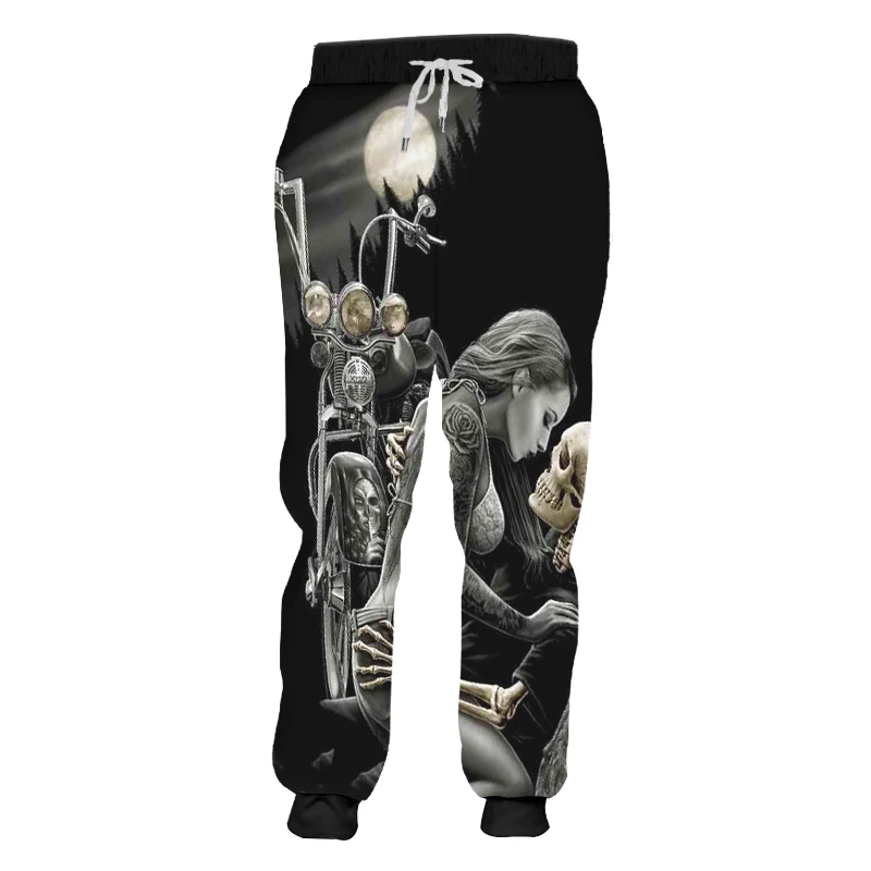 3d Print Skull Smoking Casual Y2k Pants Man Sweatpants New Cool Sweat Joggers Harem Male Full Length Hombre Hooded Golf Shirt