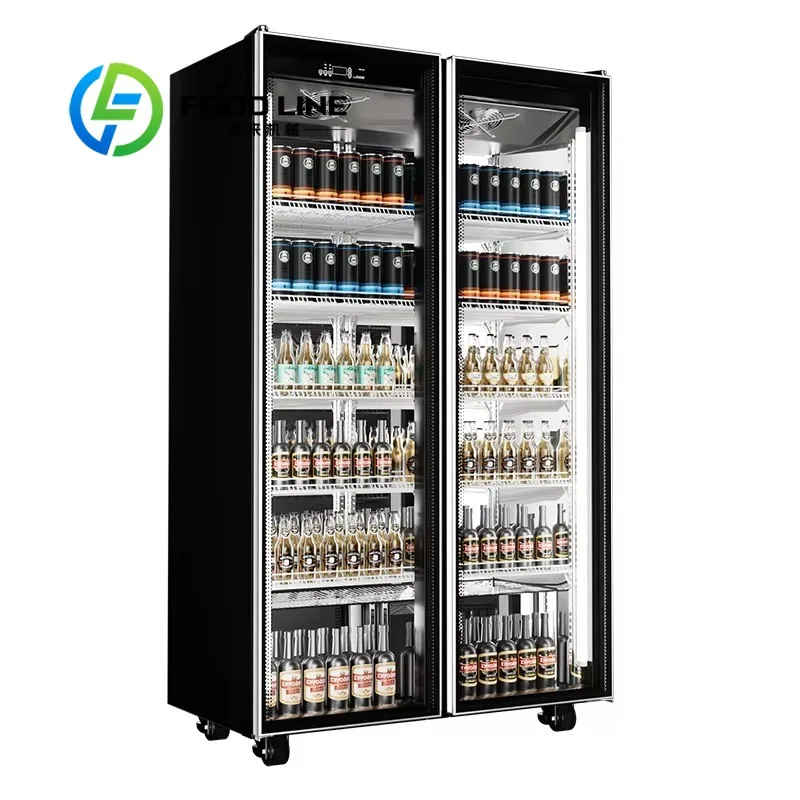 Vertical Liquor Display Refrigerator, Elegant Exterior Appearance, Clear Showcase, Ideal For Wine Cellar And High‑End Restaurant