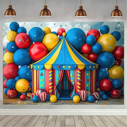 Birthday Party Backdrop Balloons Circus Theme Kids Baby Shower Cake Smash Banner Photography Background Decor for Photo Studio