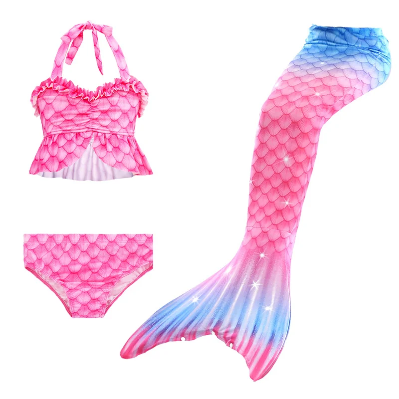 Mermaid Swimsuits Outfits Sexy 3Pcs Fashion Swimwear Set New Girls Suspenders Bikini Beachwear Baby Clothes 2-5 Years