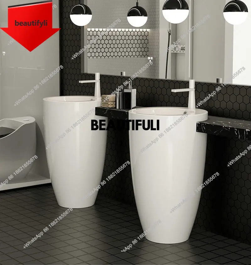 

a44 German style high-quality single hole column basin,light luxury and fashionable white ceramic column basin,for hotel,bar