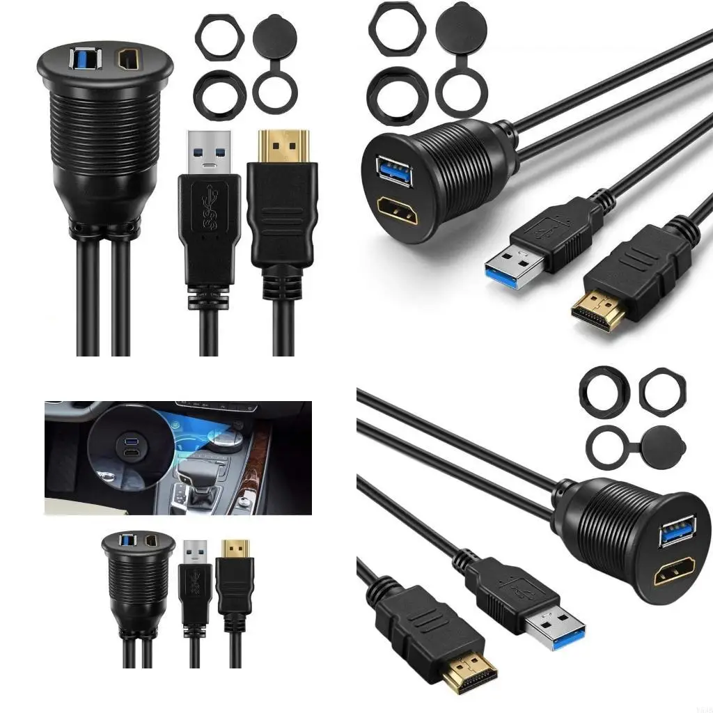 

Y5JB USB3.0 And HDTV-compatible Flush Mount Extension Cable 1m/2m For Automotive