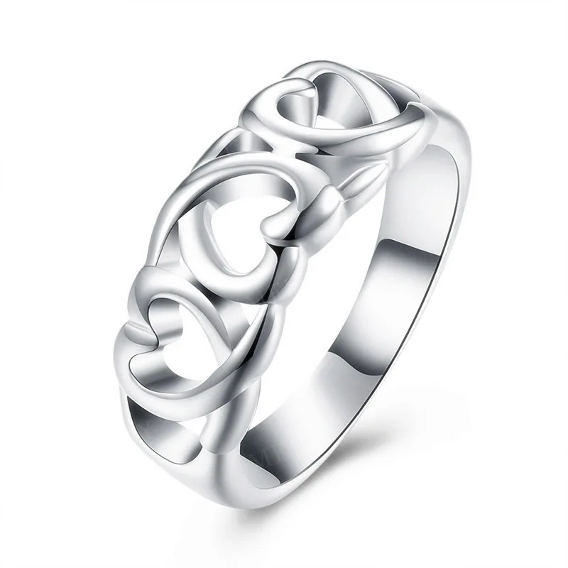 

925 Sterling Silver 6-10# Exquisite Hollow Heart Shaped Ring for Women Fashion Party Accessories Wedding Jewelry Gift