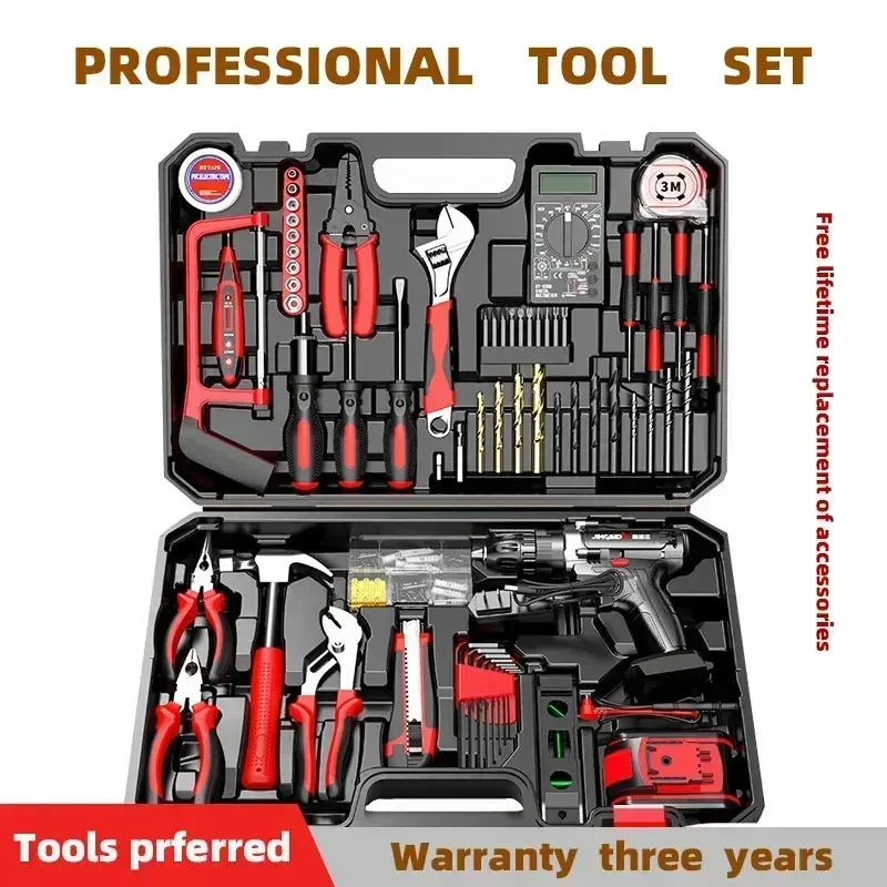 Complete Tools Set Kit Professional Hand Toolbox General Household Work Tool box Repairs Maintenance Metal Carpentry Full Tools