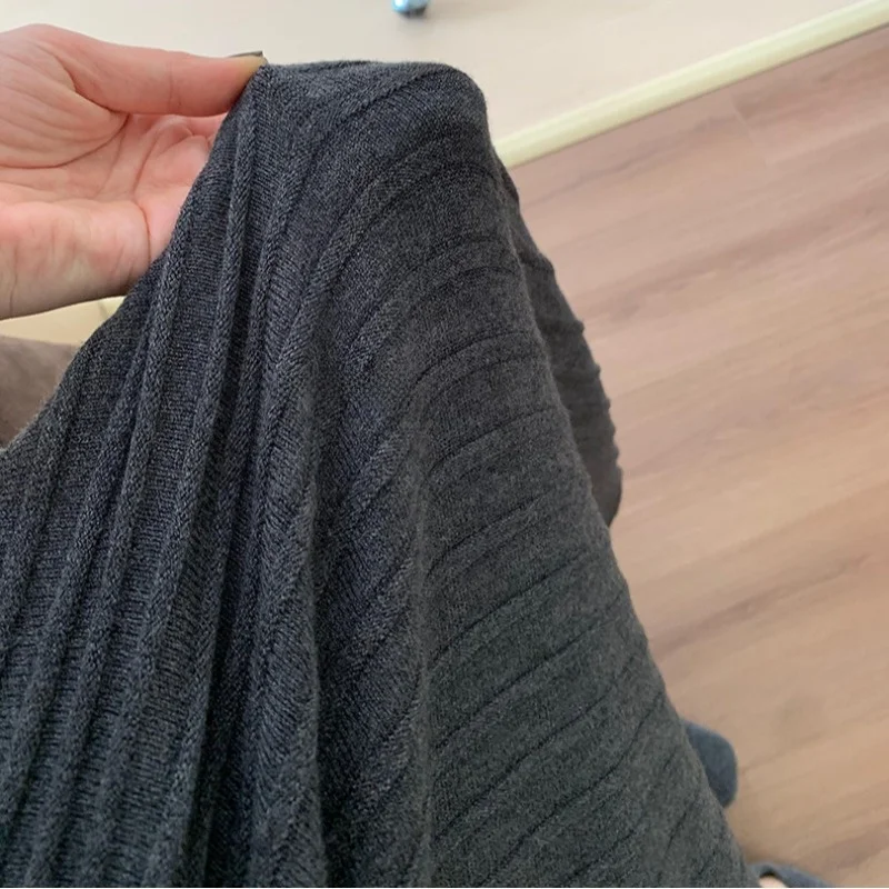 تنورة طويلة جديدة للشتاء بخصر مرتفع ومبطنة بالكشمير، أنيقة بأسلوب نسائي عصري، تناسب جميع الإطلالات #4