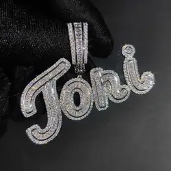 ESKEEM Iced Out Letter Initial Capitalizes Necklace Bling Jewelry Custom Name Pendant Hip Hop Jewelry