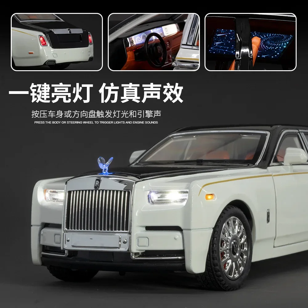 1:18 Rolls Royce PHANTOM alta simulazione pressofuso in lega di metallo modello di auto Sound Light Pull Back Collection regali giocattolo per bambini