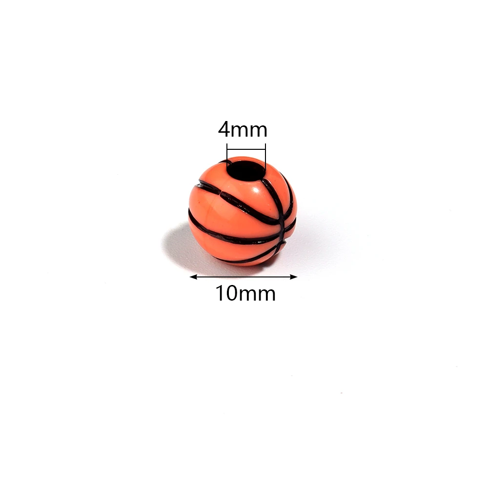 50 teile/los Sport Ball Acryl Perlen Großes Loch Lose Perlen Basketball Tennis Baseball Rugby Perlen Für DIY Schmuck Machen Armband – Detail 2