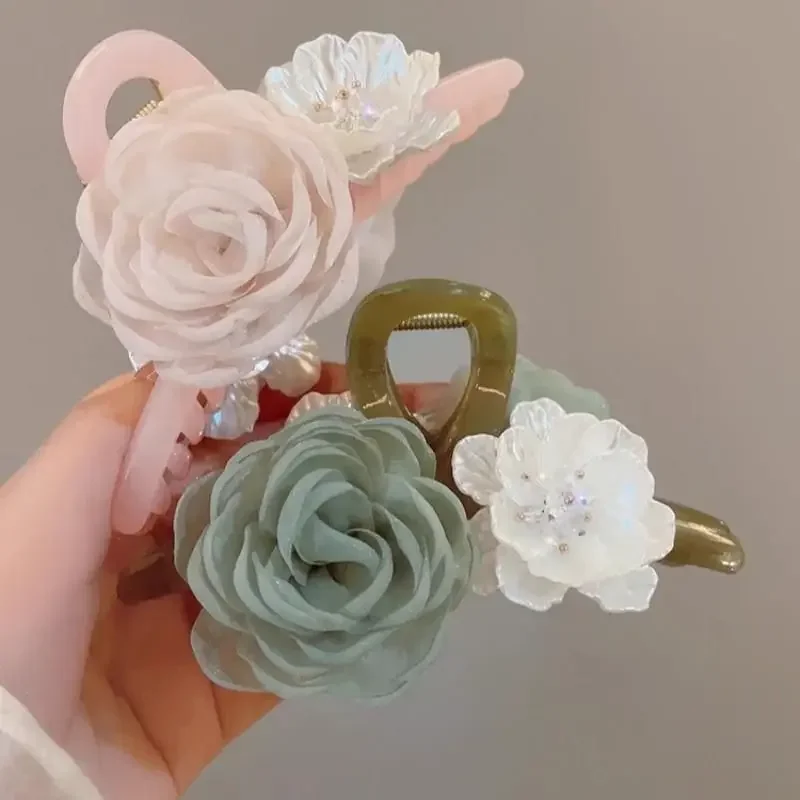 زهرة قذيفة شبكة الشعر القرش كليب الحلو الشريط روز زهرة دبابيس الشعر الفتيات مشابك الشعر للنساء الفتيات إكسسوارات الشعر