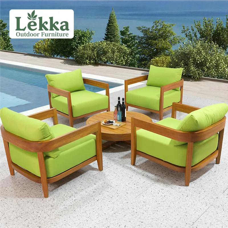 

Custom Outdoor Furniture Villa Terrace Teak Sofa Coffee Table Garden Courtyard Homestay Balcony Outdoor Lazy Sofa