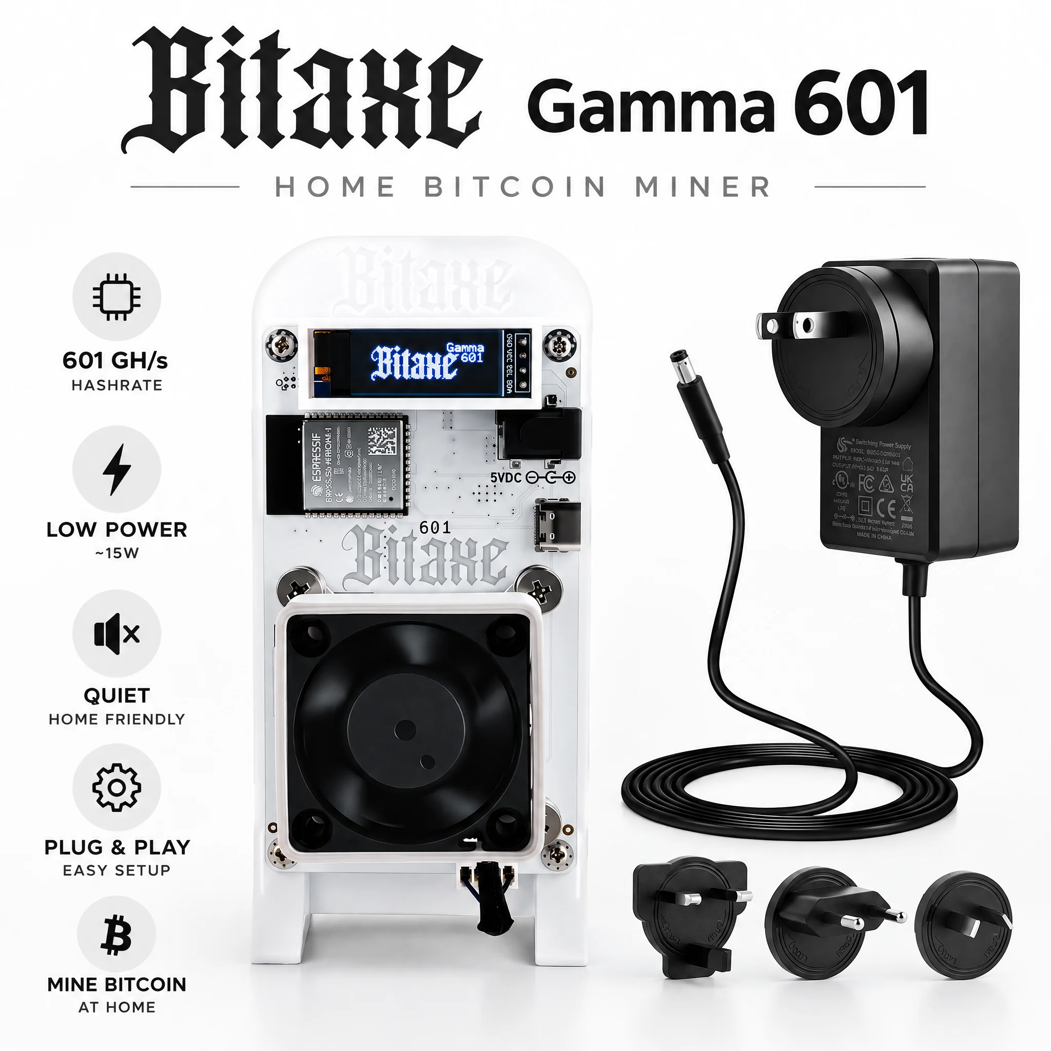 YYSLuping Gamma 601 Beginner ASIC Miner 1.5TH/s 18W 30db Home Solo Mining