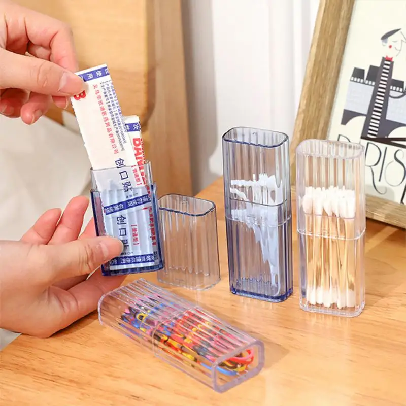 Portable Transparent Mini Storage Box Travel Toothpick Cotton Swab Box Simple Small Object Band-aid Classification Finishing Box