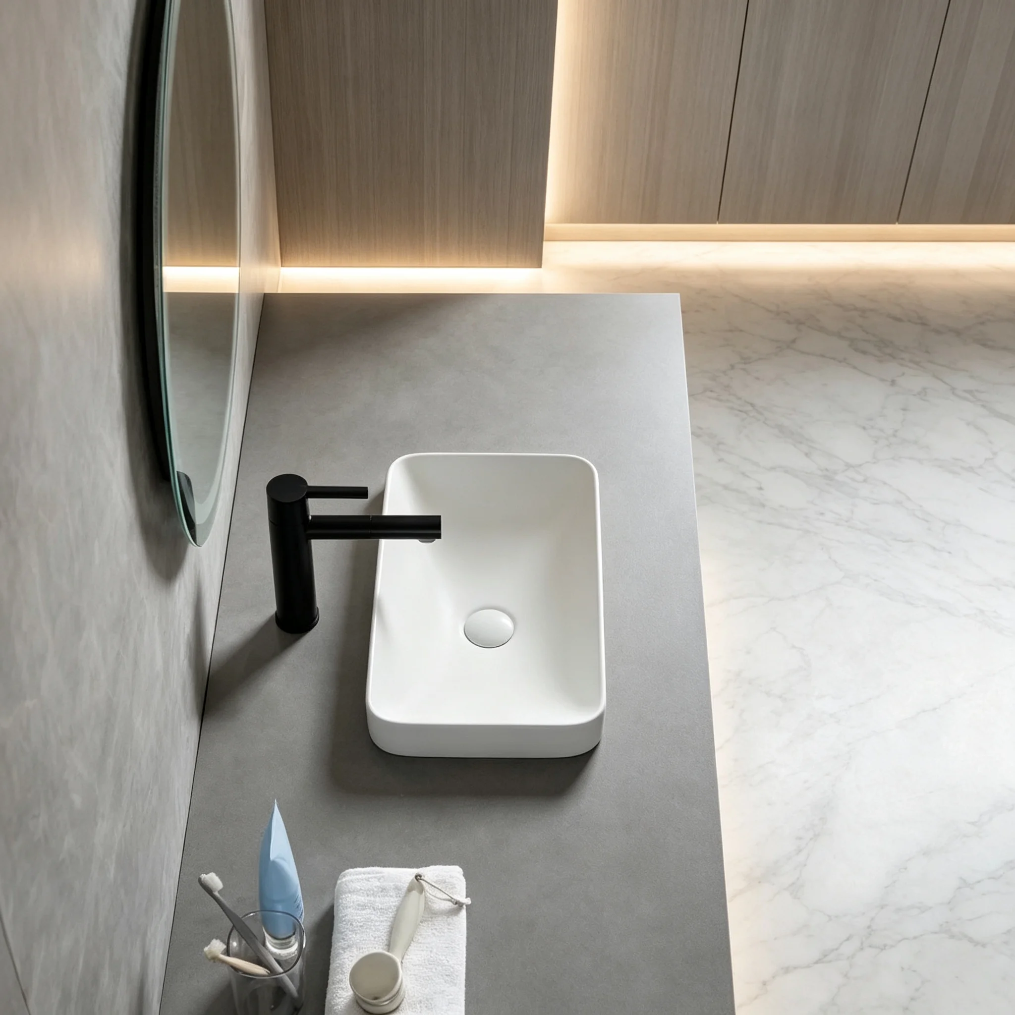 White Square Ceramic Countertop Basin Modern Smooth Glaze Bathroom Sink Above Counter Wash Basin For Home Balcony