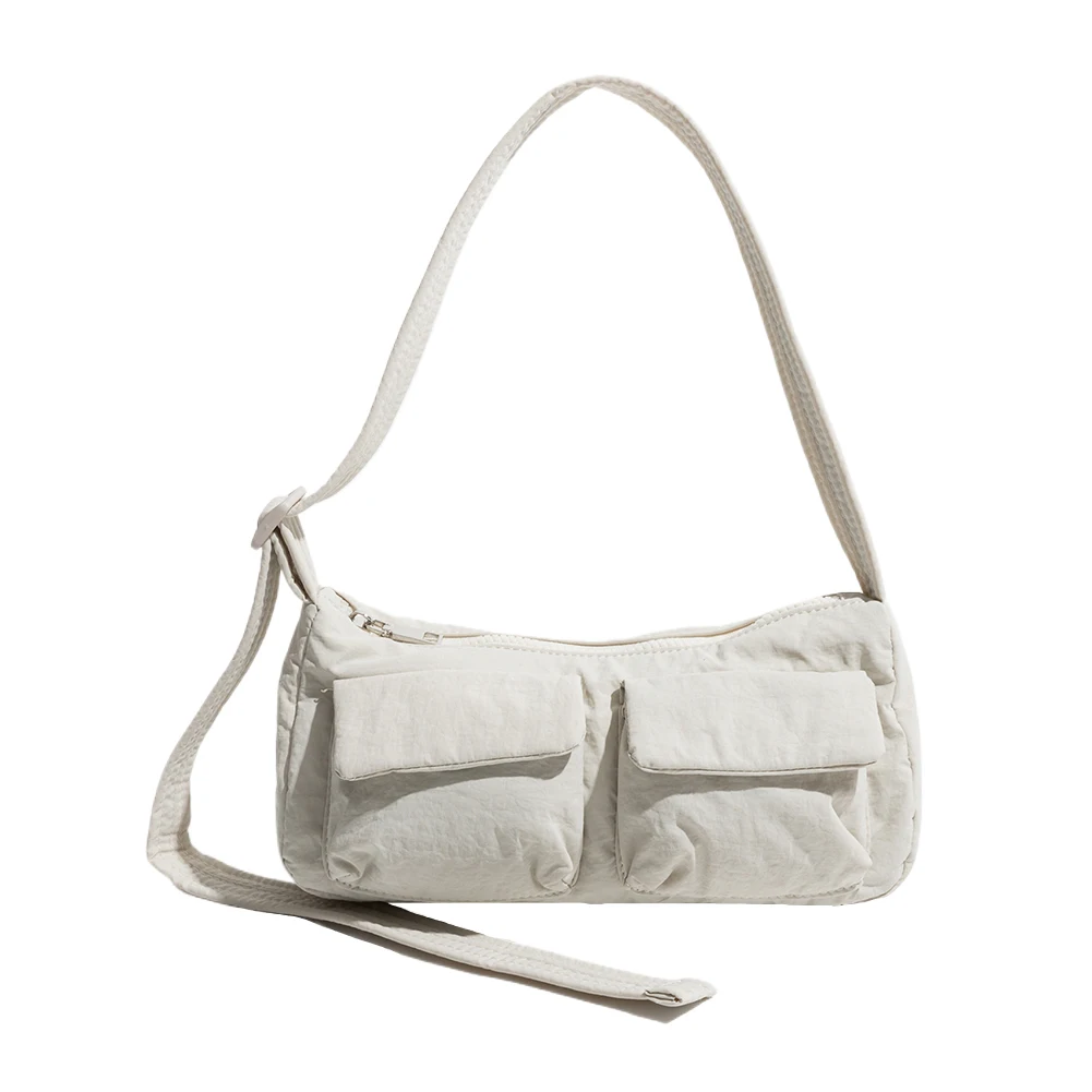 

Женская Повседневная сумка через плечо, однотонная простая сумка-мессенджер, вместительная нейлоновая сумка через плечо с застежкой-молнией для фотографий