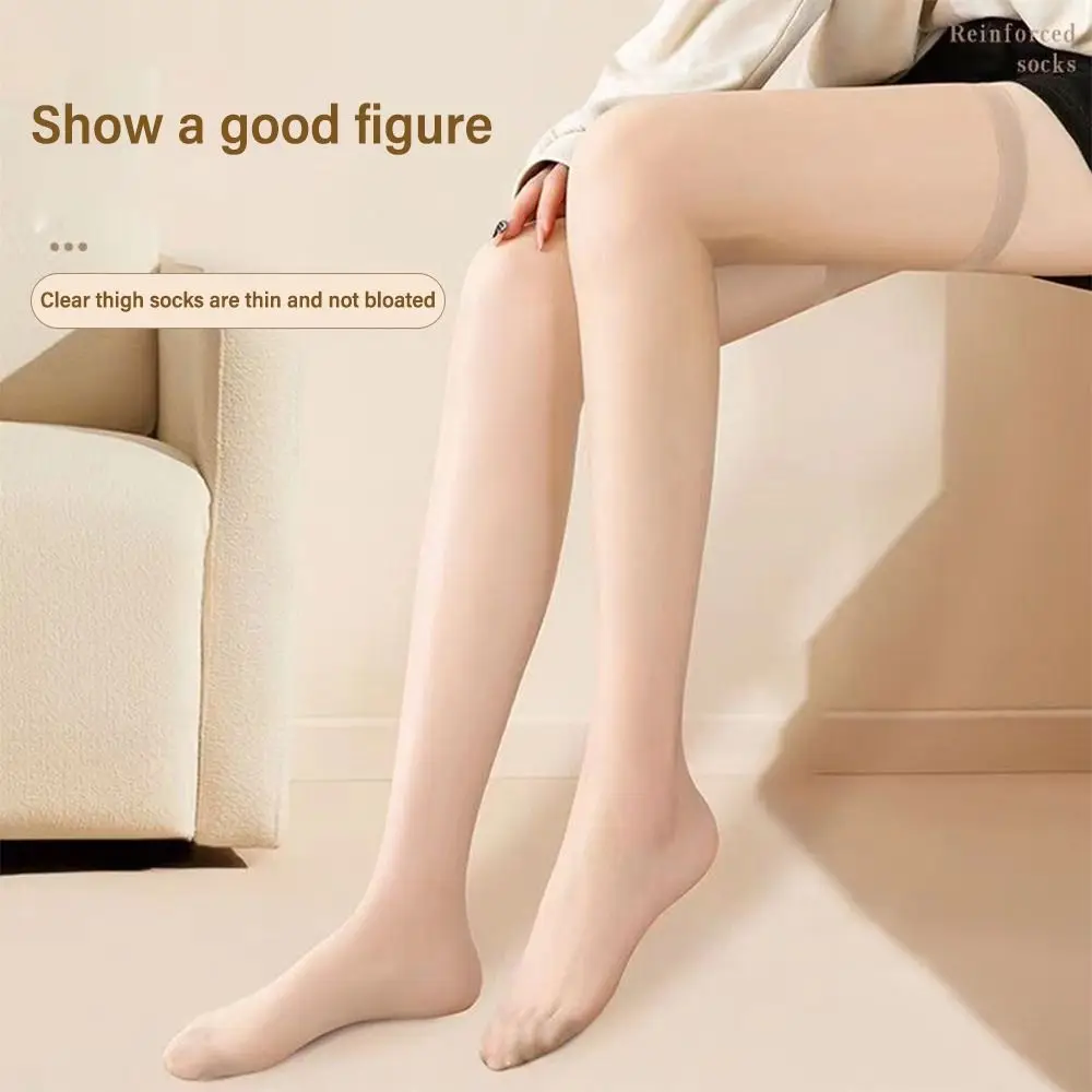 

2 Pairs New Ultra Thin Thigh Knee Socks Glossy Appear Slim Long Socks Solid Color Thigh High Stockings Lolita