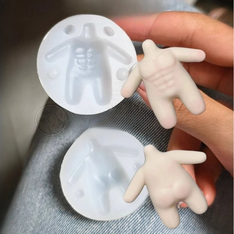 Ultra-light Clay Q-style Cartoon Doll Muscled Body Silicone Mold DIY Polymer Clay Animation Character Facial Body Making Tools