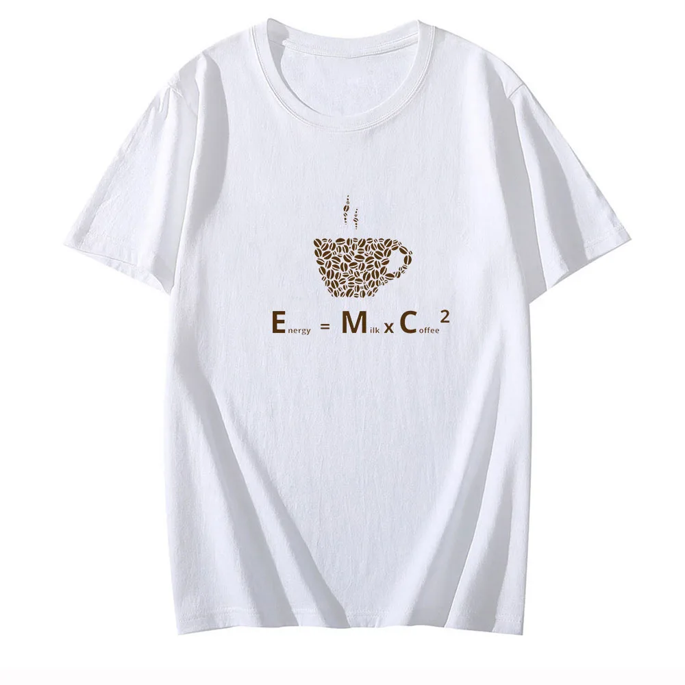 Energy = Milk + Coffee T-shirt Neutral 100% Cotton Round Neck T-shirt Spring/Summer Casual Fashion T-shirt Vintage Clothing