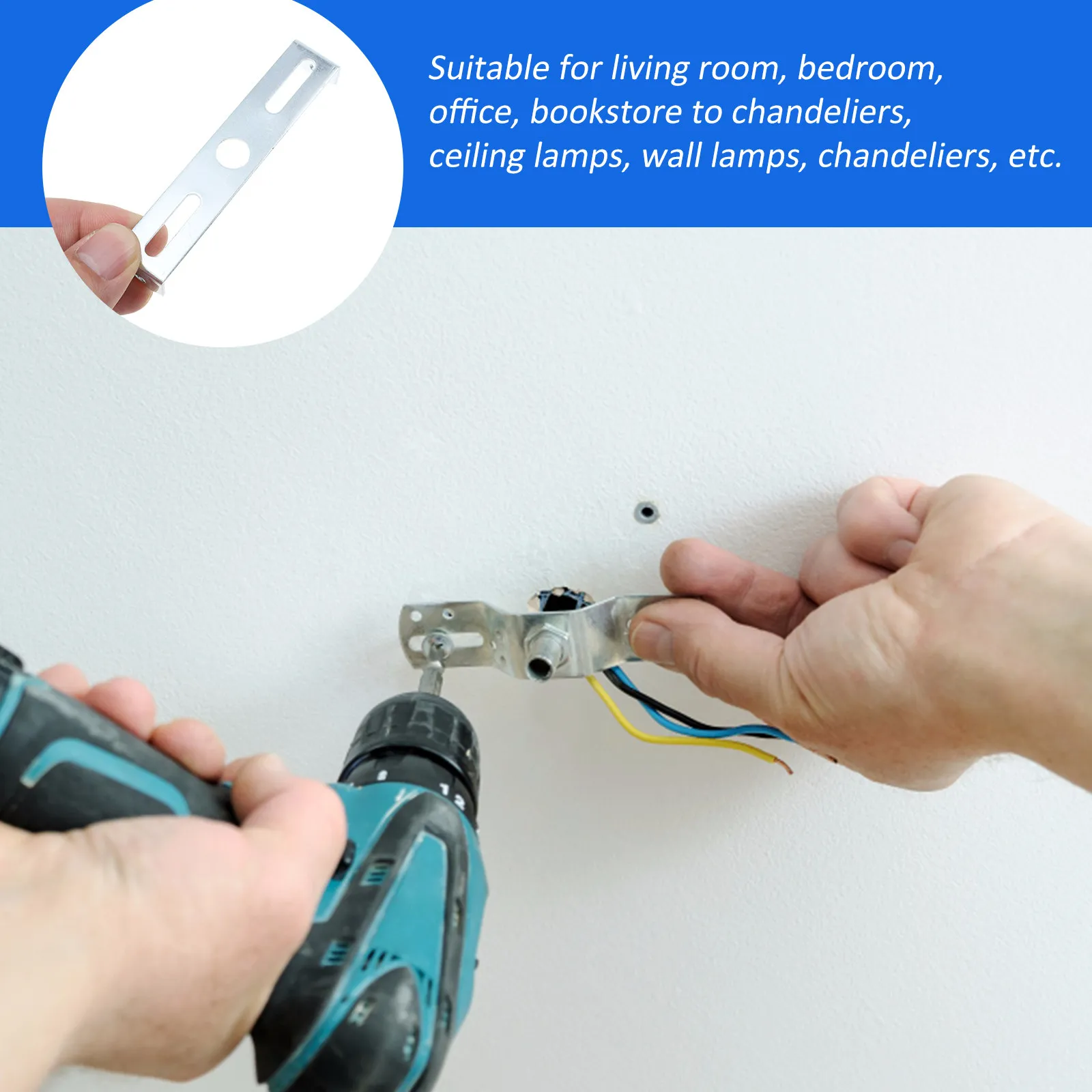 

Комплект прочных железных кронштейнов для потолочного крепления люстр, надежное крепление для светильников с двумя отверстиями под винты