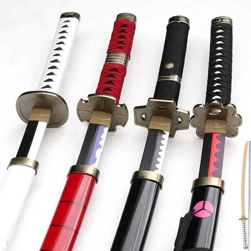 104cm Zoro Katana Sandai Kitetsu Sword Blade Anime Cosplay Prop Ninja Knife Real Full Size Japanese Katana Samurai Sabre Kid Toy