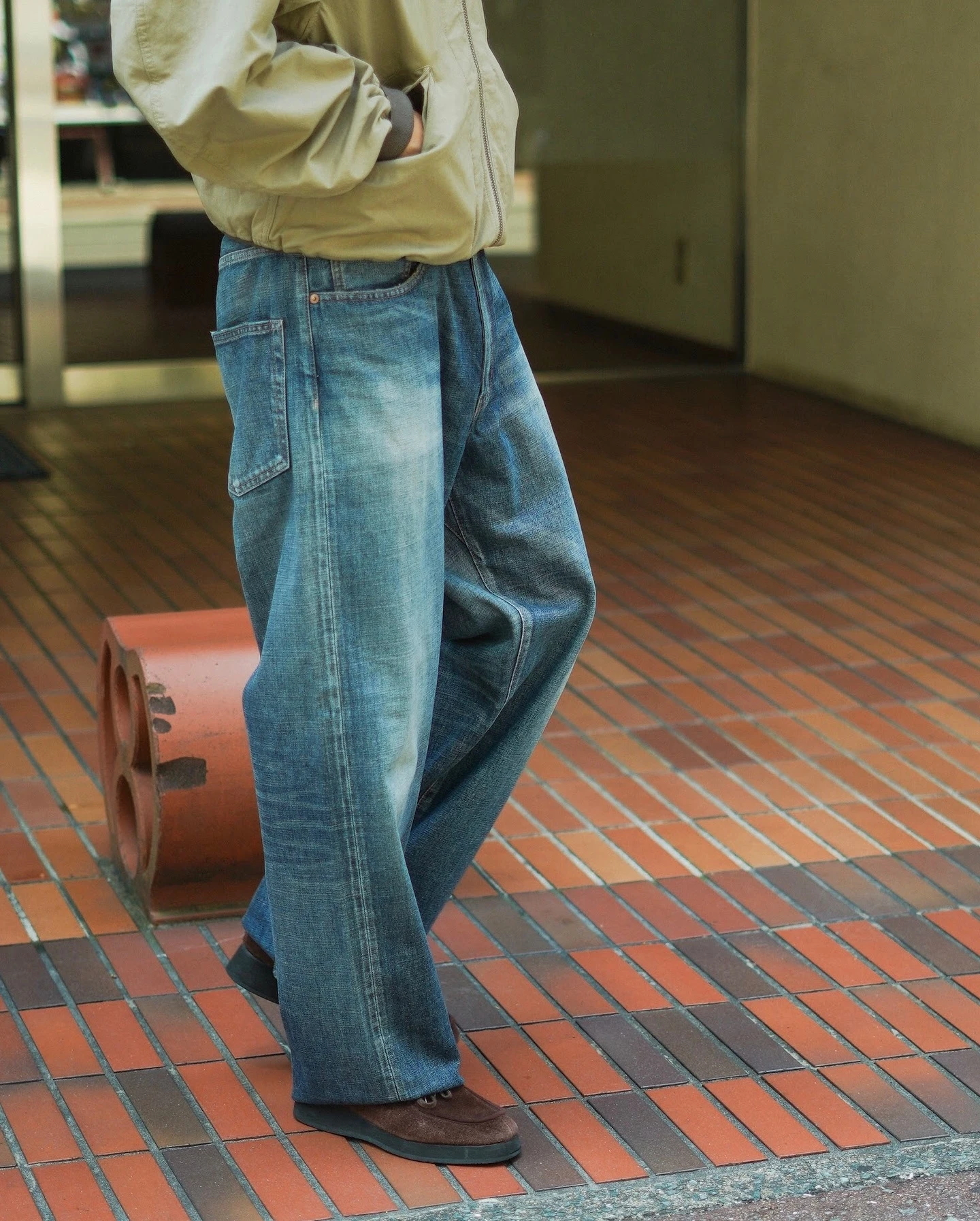 

Джинсовые брюки Selvage 25AW Свободные потертые джинсы S25SC084