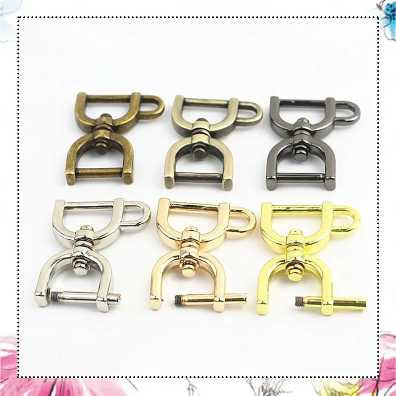 

20Pcs 15mm Detachable Screw Double D Ring Buckle U-shaped Hook Rings Bag Strap Connection Hook Clasp DIY Hardware Accessory