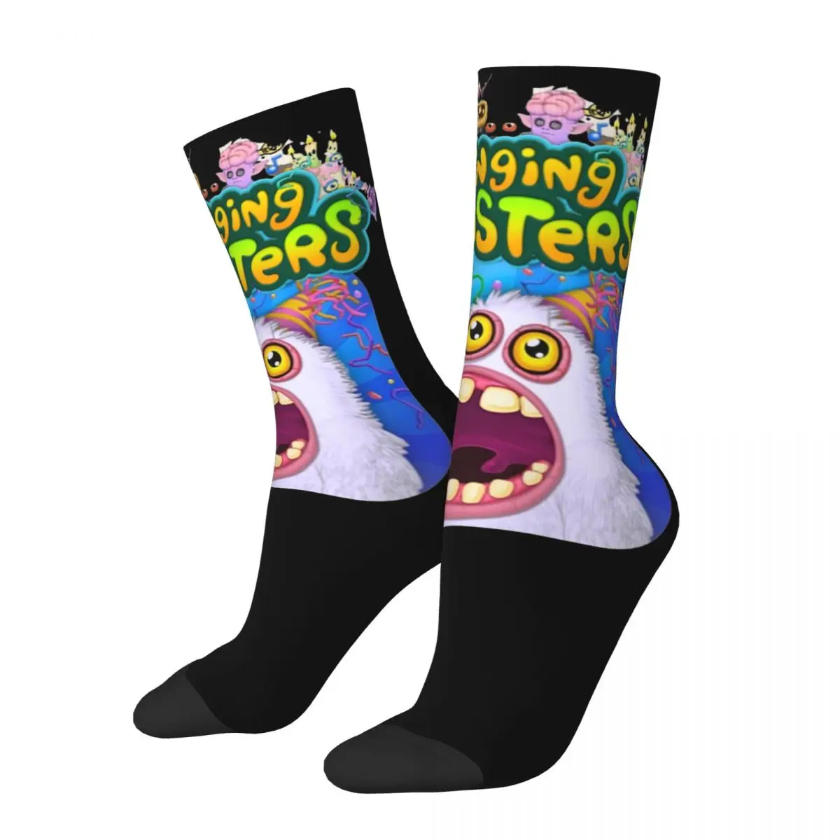 My Singing Monsters Games Merchandise Crew Socks Cozy MSM Characters Sport Long Stockings Super Soft for Men's Present